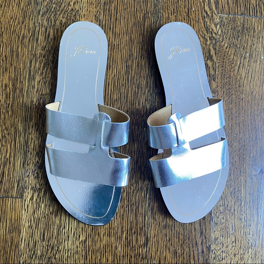 J.Crew Beautiful Silver Sandals Size 10 Like New.